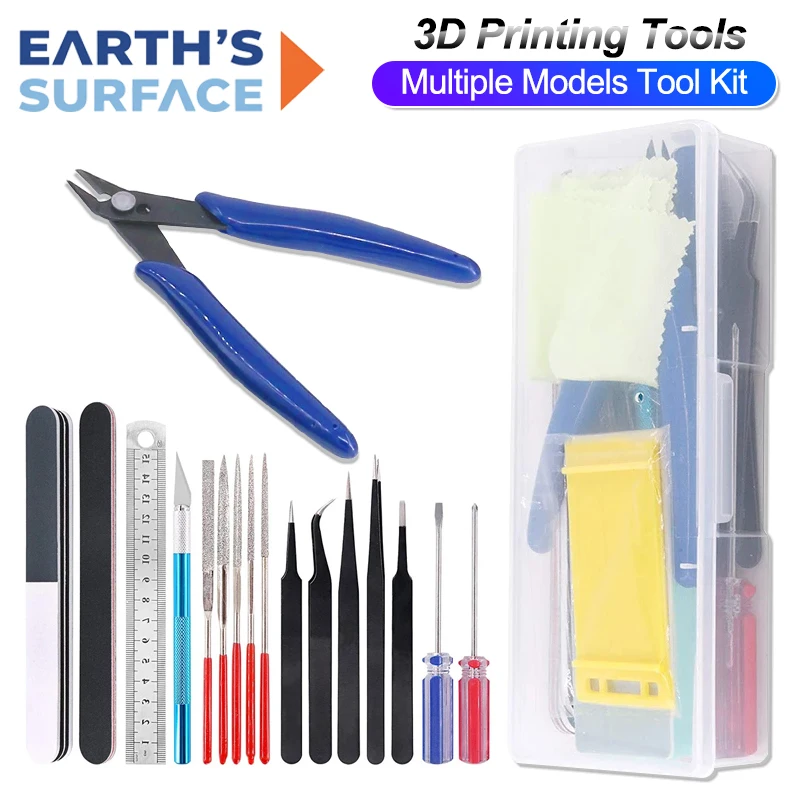 

3D Printer Tool Kit Trimming Knife Scraper Cleaning Needle Tweezers Pliers Deburring Kit for 3D Printer Multiple Models Tool Kit