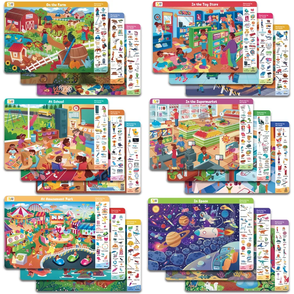 Search and Find Game Looking for Different 3 Themes Interactive Activity Painting Kit Drawing Books with Reusable Pen