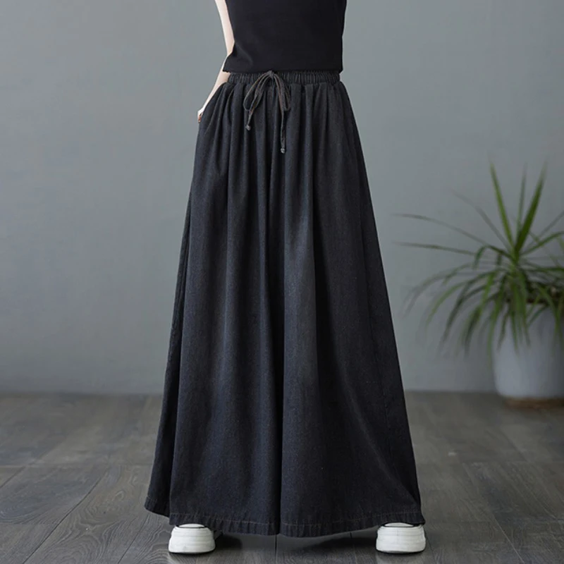 

Retro Waed Straight Leg Jeans High Waist Drapey Faded Denim Pants Loose Fit Casual Trousers for plus Size Women