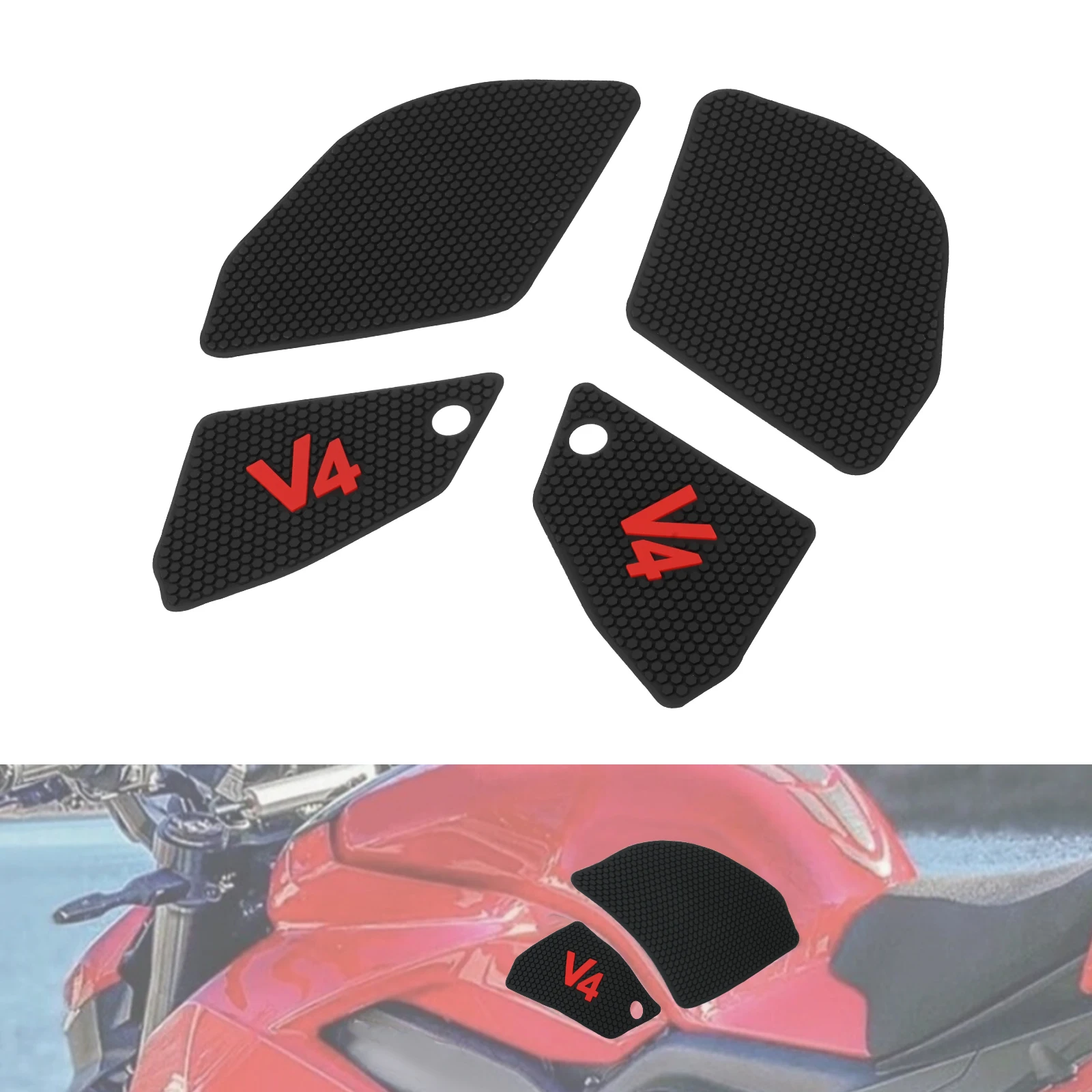 

Motorcycle Rubber Knee Grip Traction Pads Sticker for Ducati Panigale V4/SP2 Panigale V4/S Gas Fuel Tank Stickers Side Pads