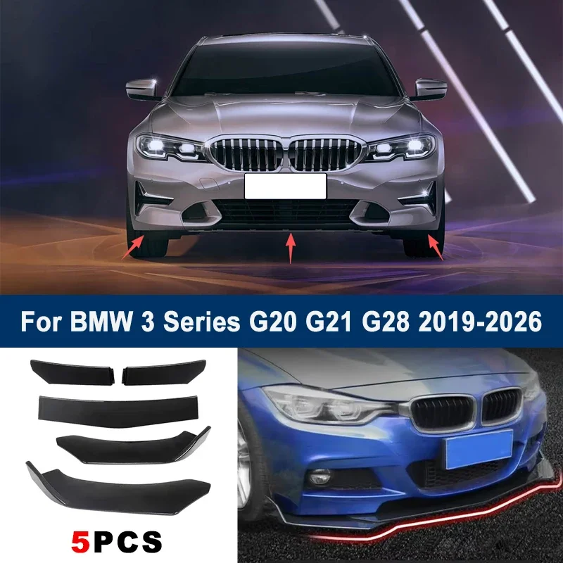 

Adjustable 5Pcs Sectional Front Spoiler Lip For BMW 3 Series G20 G21 G28 2019-2026 Front Bumper Splitter Sport Body Kit