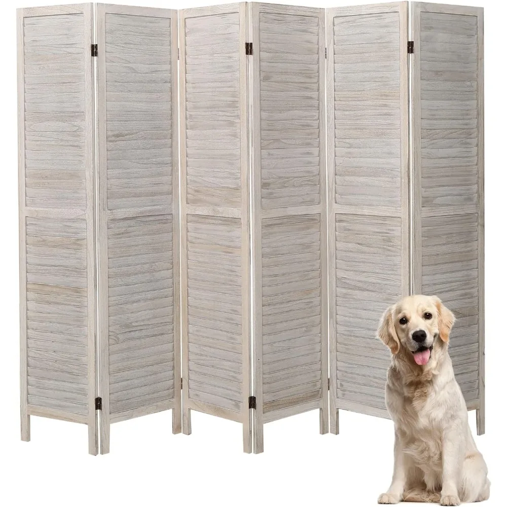 

6 Panel Room Divider 5.6Ft Wood Room Dividers and Folding Privacy Screens Partition Wall Dividers Room Separator