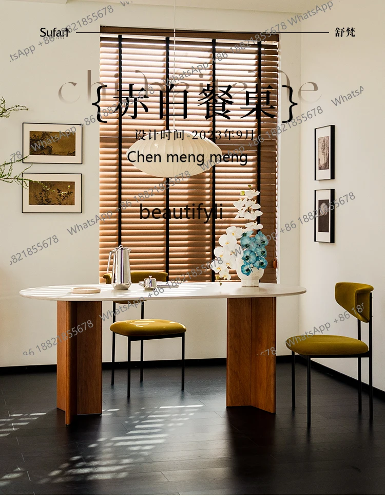 Red White/Cave Stone Stone Plate Dining Table Anti-Scratch Anti-Scald Anti-Seepage Color/round Table Long Table Multi-Style