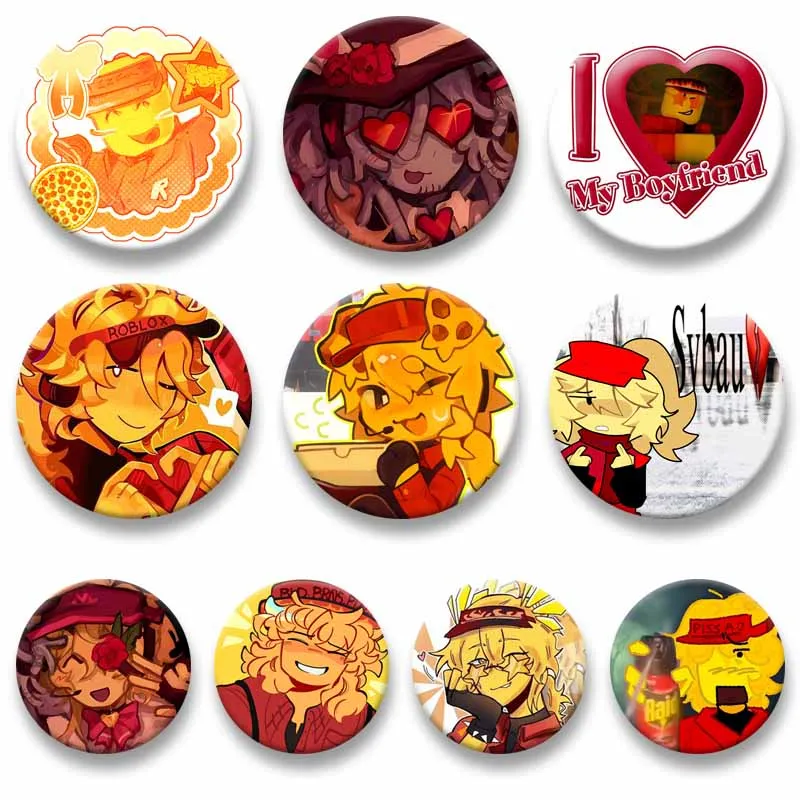 Funny Game Character Forsaken Elliot Brooch Cartoon Round Enamel Pin Cute Round Jewelry Brooch Accessories for Bag Hat Toys Gift
