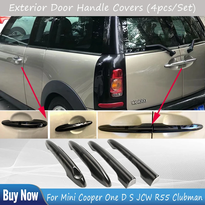 

For Mini Cooper One D S JCW R55 Clubman 4Doors 2007-2014 The Black Flag Door Handle Covers Stickers Car-Styling Accessories