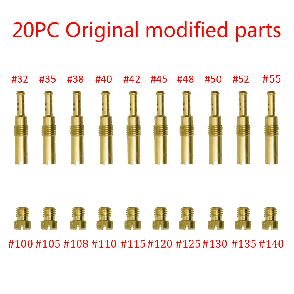 Pack of 20pcs Motorcycle Carburetor Main Jets Slow Pilot Jets for PWK PWM Keihin OKO CVK NSR KSR Carb Set Injector Nozzle