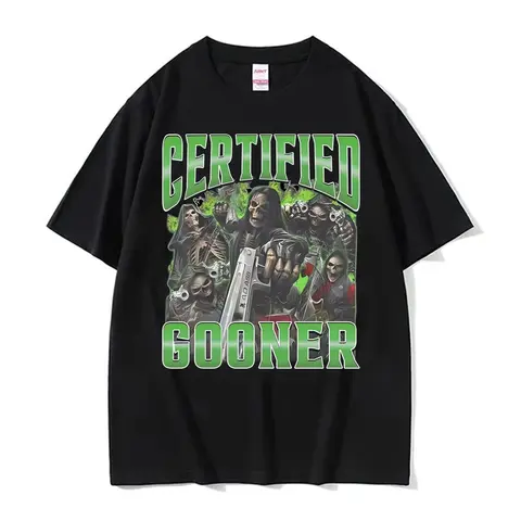 Certified Gooner Funny Skeleton Meme T Shirts Men's Clothing Fashion Gothic Harajuku T-shirt Male Oversized High Quality T Shirt