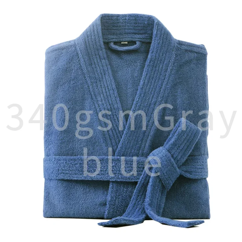 Long Thick Absorbent Terry Bath Robe for Men and Women, 100% Cotton Bathrobe, Kimono Towel, Plus Sleepwear, Dressing Gown