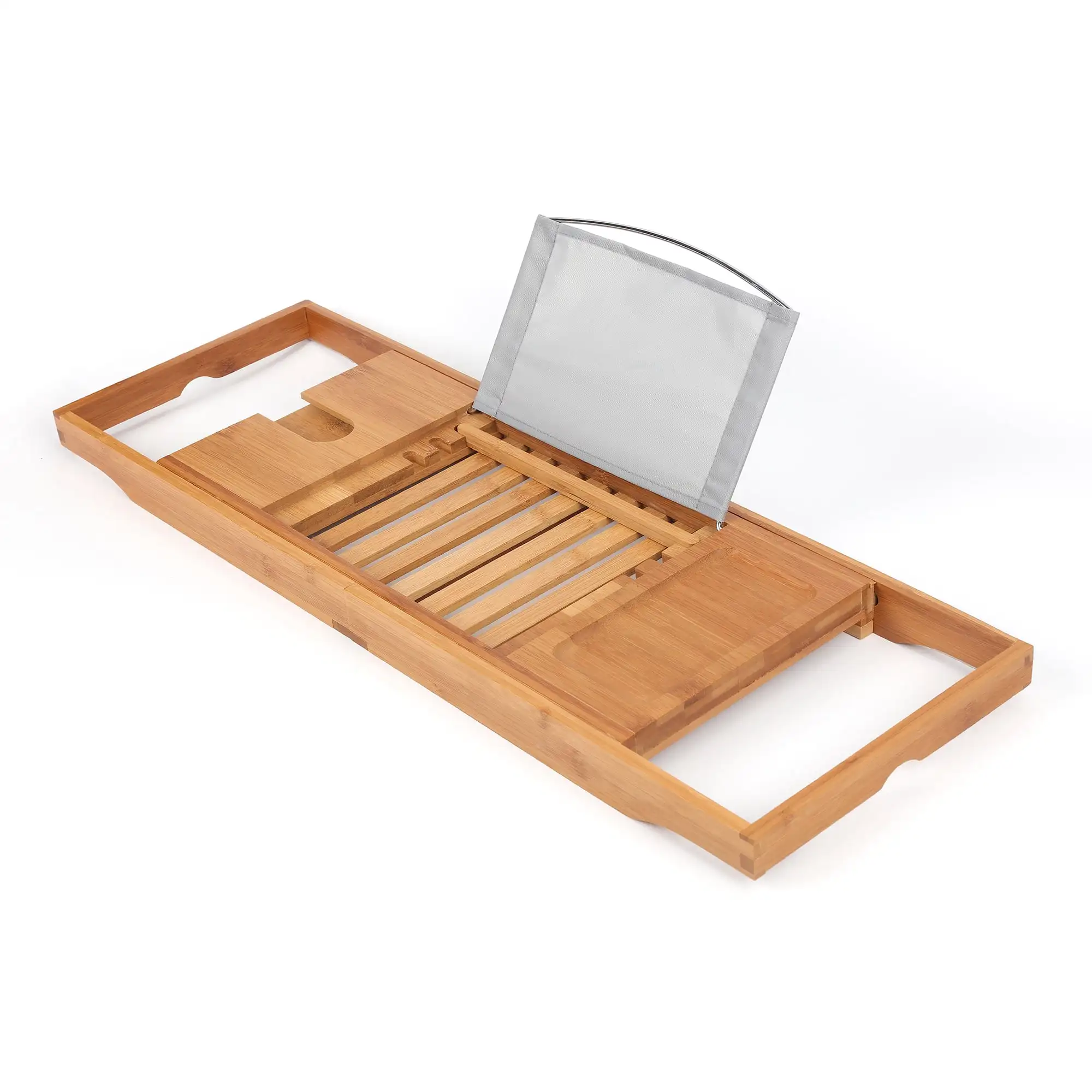 NEW Extendable Bamboo Bathtub Tray with Flip-up Reading Shelf, 1 Bath Shelf