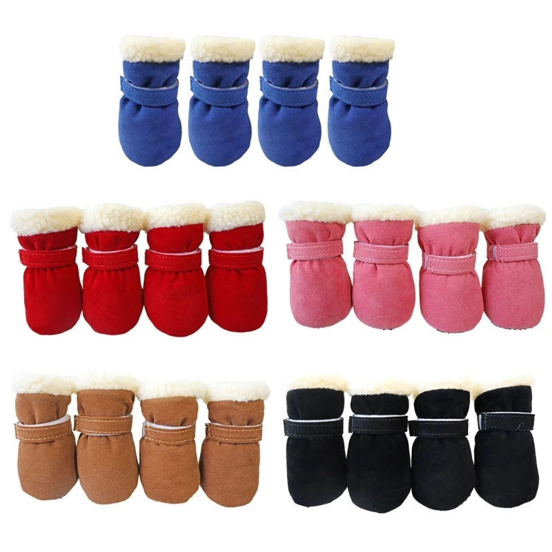 Winter Warm Pet Shoes 4pc/set Dog Booties Snow Walking Puppys Shoes Casual