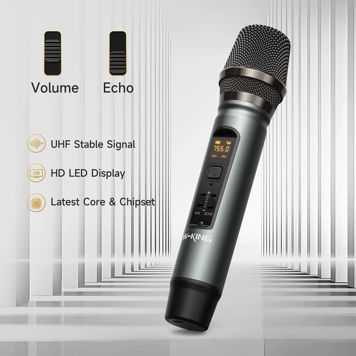 W-KING D10MIC Bluetooth-Lautsprecher mit kabellosem Mikrofon, 70 W RMS, 120 W Spitzenleistung, tiefes Bass, IPX6 wasserdicht, 42 Stunden Akkulaufzeit, tragbarer Party-Lautsprecher. – Detail 3