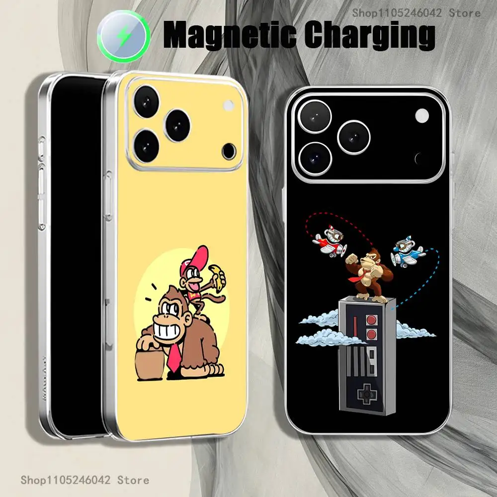 

Donkey K-kong G-game Magnetic Wireless Charging Transparent White Phone Case For iPhone 17,16,15,14,13,12,11Pro,Max,Plus,Mini,SE