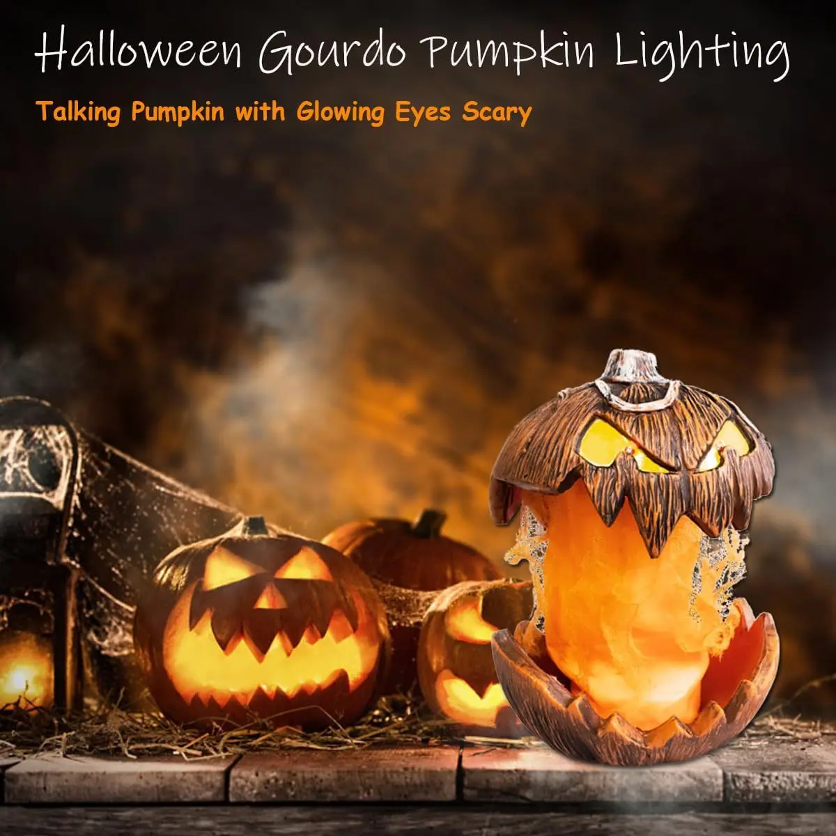 Halloween Voice Controlled Rising Pumpkin Head Home Decor Outdoor Garden New Horror Ghost Ornament for Spooky Party