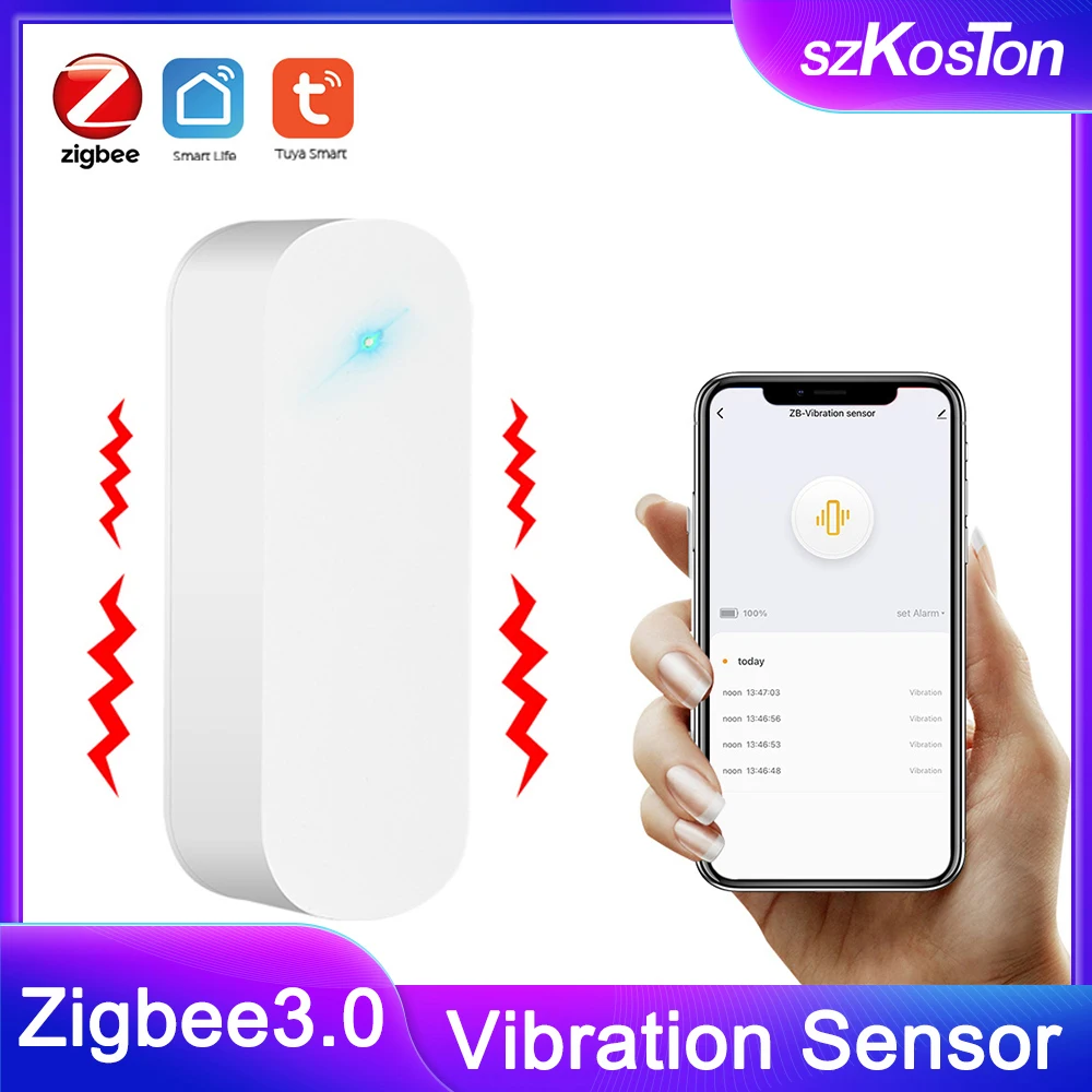 Tuya Zigbee Smart Vibration Sensor Door Window Break Burglar  Detection Alarm Smart Home Security Protection Work with Gateway
