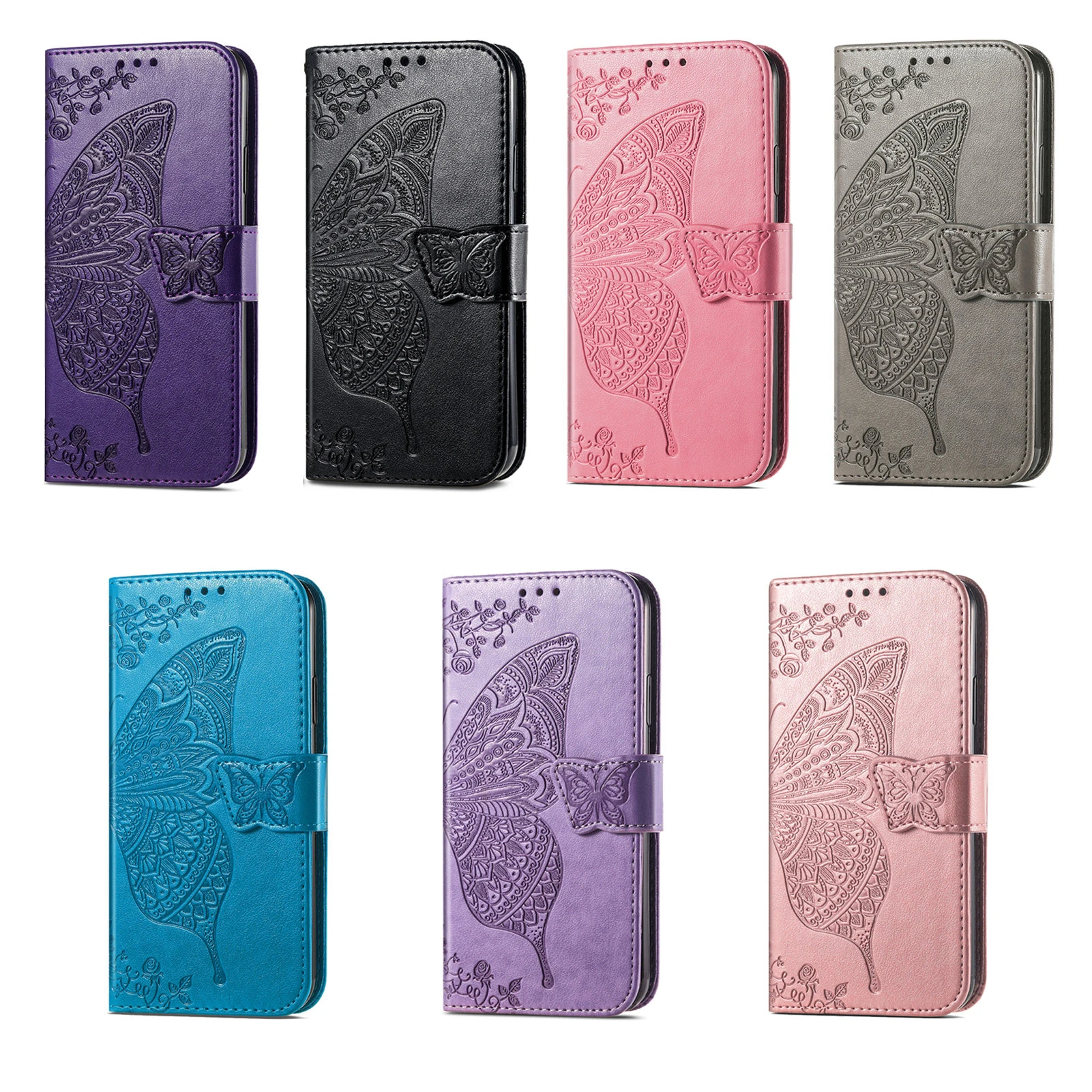 Butterfly Embossed Leather Wallet Flip Case for Samsung Galaxy Note 20 Ultra Xcover 7 M53 M33 M15 M36 5G Card Holder Folio Cover