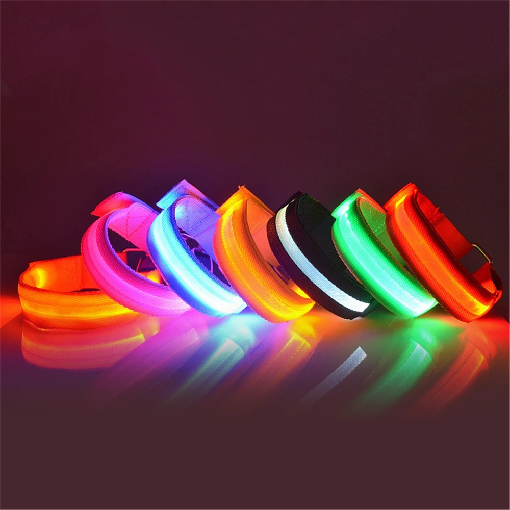 USB LED Luminous Night Running Armband Bracelet Outdoor Sports Reflective Safety Belt Wristband Arm Band Cycling Warning Light