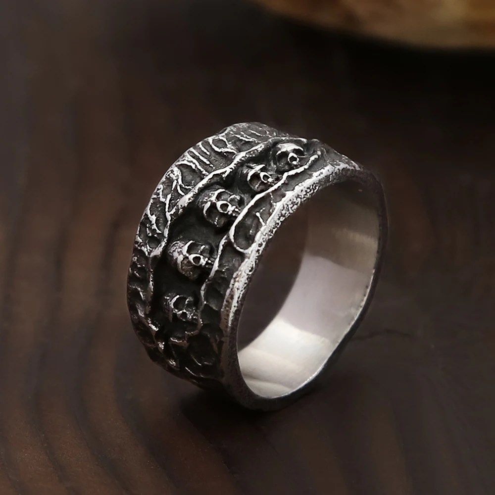 

Punk Vintage Creative Skull Ring 316L Stainless Steel Hip Hop Biker Skeleton Rings For Men Women Party Jewelry Gifts Wholesale