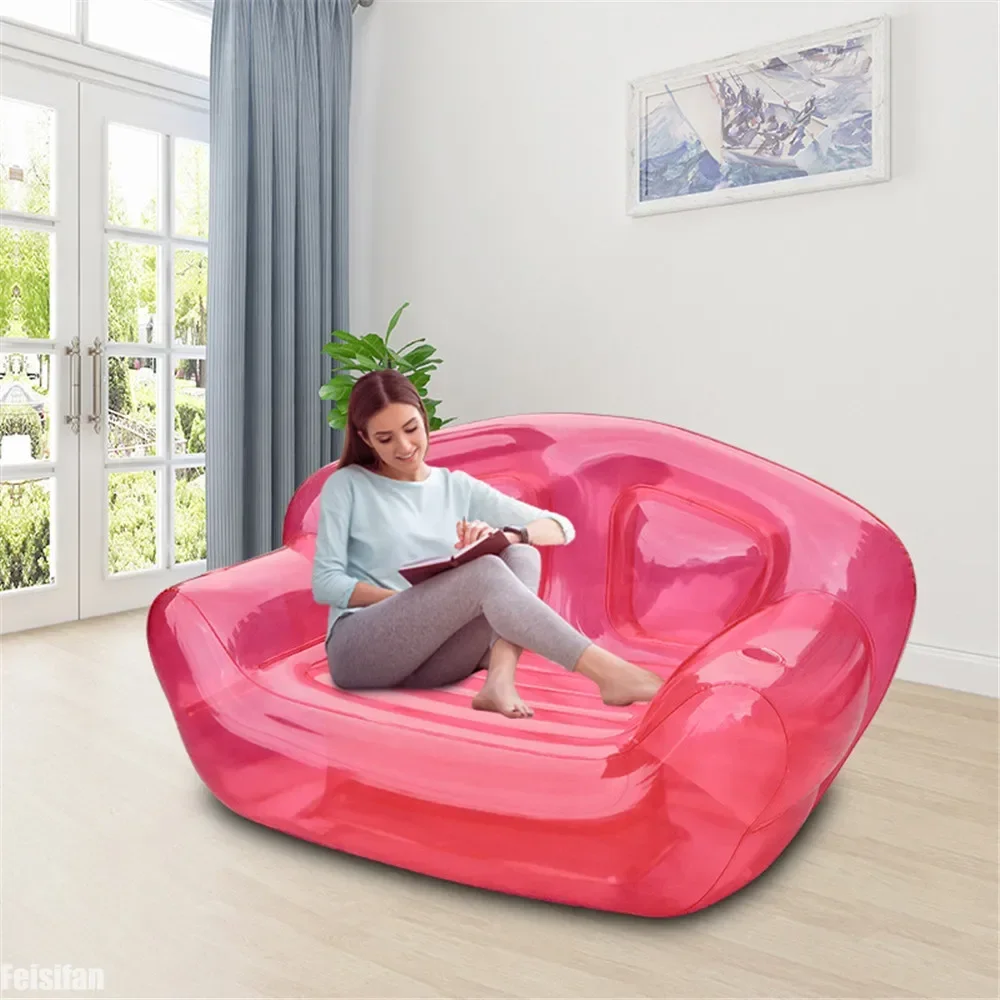 Sofá inflável transparente em pvc, cadeira portátil para festa, sala de estar, piscina, sofá inflável preguiçoso, móveis para acampamento ao ar livre