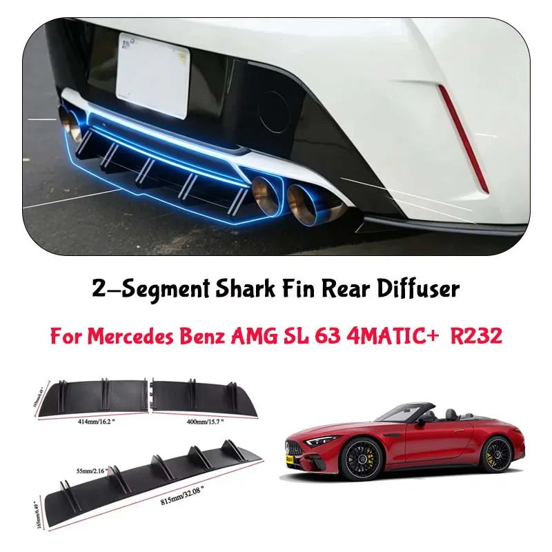 For Mercedes Benz AMG SL 63 4MATIC Shark Fin Rear Diffuser Split Chassis Spoiler Auto Aerodynamic Parts Aerodynamic Modification