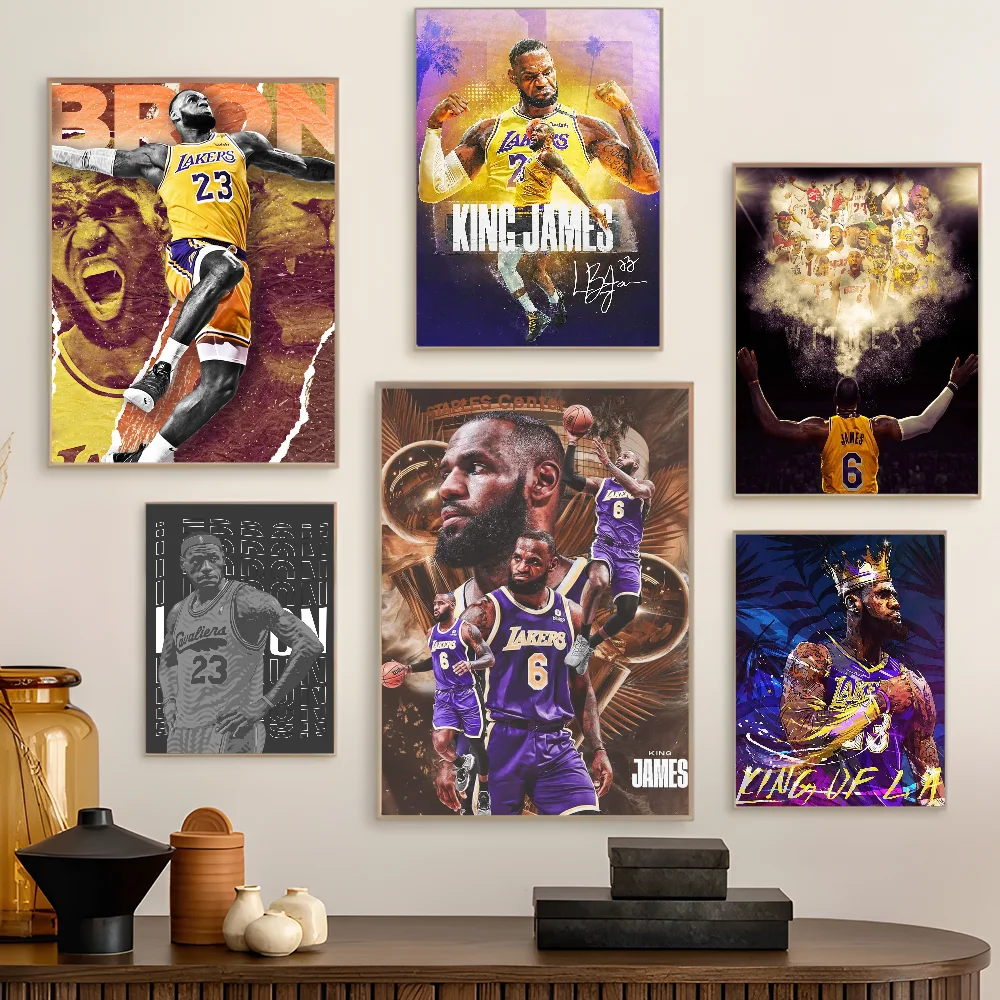 POP Basketball Player L-LeBron- James Basketball Whitepaper Poster HD Quality Poster Wall Art Painting Study Room Wall Decor