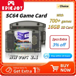 Summercart 64 cartão de jogo n64 de código aberto para nintendo 64 cartão de jogo grátis 16gb cartão sd compatibilidade 700 + jogos e 64dd jogos