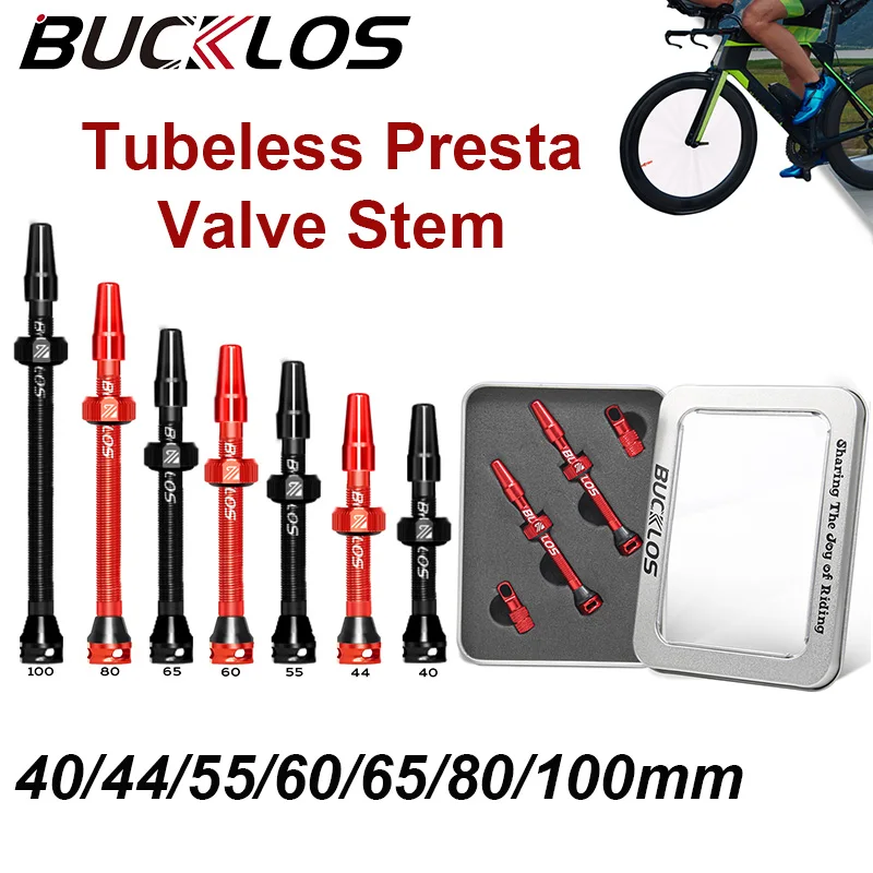 バックル-チューブレスバルブステム,統合された仏式コア除去ツール,マウンテンバイク用キャップ,ロードバイク,40mm, 44mm, 55mm, 60mm, 65mm, 80mm 100mm