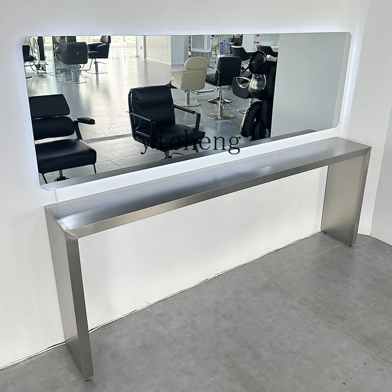 PP  hair salon stainless steel perm and dyeing table management mirror table Chase mirror hair cutting countertop integrated