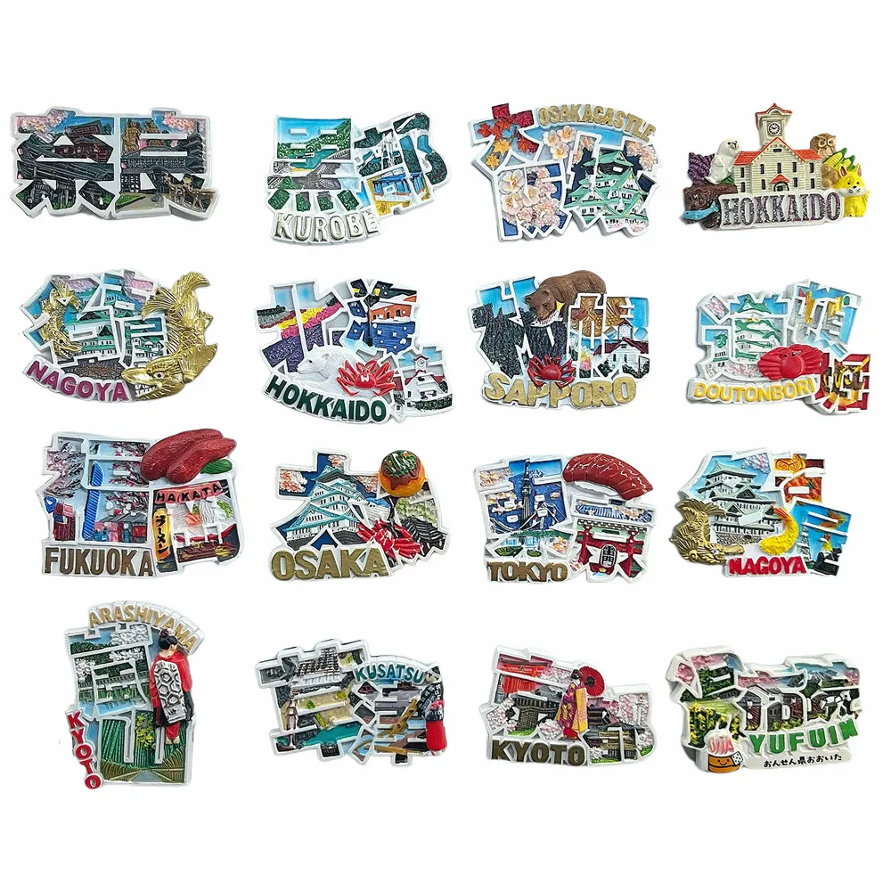 Japan City Landmark 3D Resin Fridge Magnet, Japan Travel Souvenir Gift & Collectible