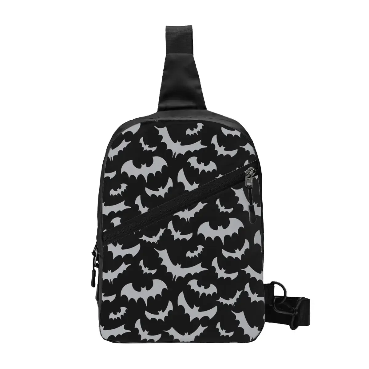 Enchanted Bats In Light Gray On Black Sling Chest Crossbody Bag Men Fashion Goth Occult Witch Shoulder Backpack Travel Cycling