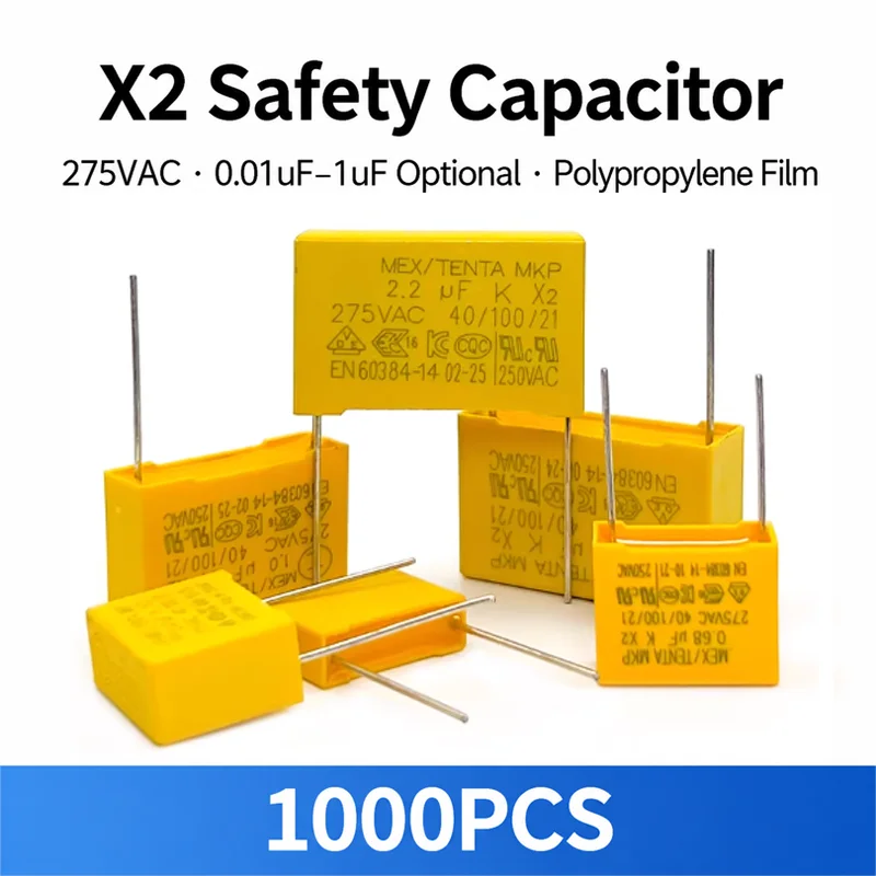 

1000PCS X2 Safety Capacitor 275VAC 0.01uF-1uF MKP Polypropylene Film Capacitor