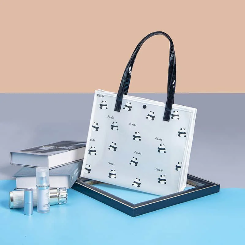 

Jelly Handbag for Women Tote Bag Reusable Waterrproof PVC Shoulder Bags Panda Cartoon Printed Fashion Durable Gift Shopping Bags