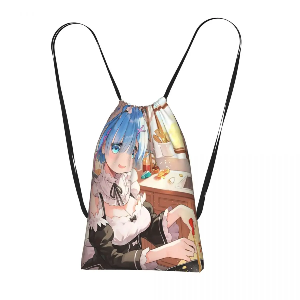 Life In A Different World From Zero Anime Rem Backpacks Multi-function Drawstring Bags Storage Bag Book Bags for Man Woman