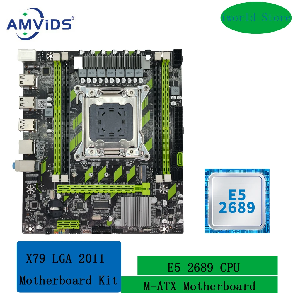 

X79 LGA 2011 XEON X79G Motherboard Kit with Intel E5 2689 CPU Support DDR3 RECC Memory Combo Set M.2 NVME USB