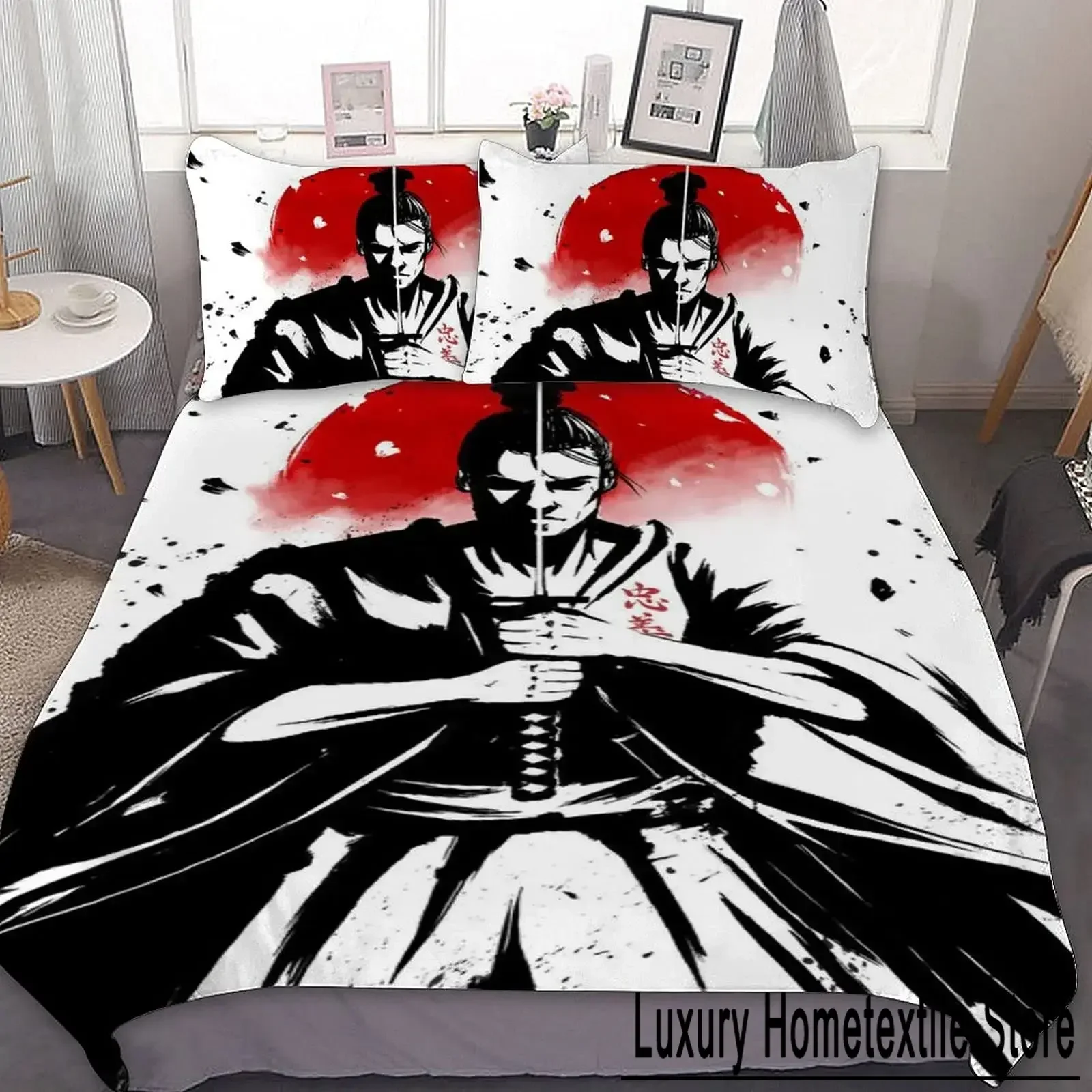 Tokyo Samurai Asian Japanese Bushido Culture Bedding Set Boys Girls Twin Queen Size Duvet Cover Pillowcase Bed Kids Adult