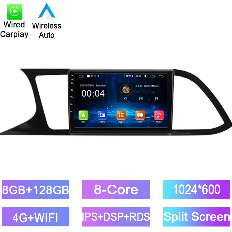 

Android car radio For Seat Leon 3 2012-2020 stereo screen Carplay Bluetooth GPS Navigation FM radio 9’[2/4/8G+32/64/128GB]