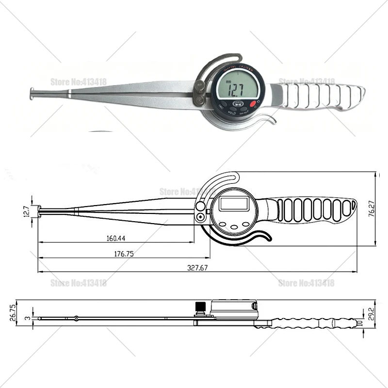Esterno calibro digitale 0-150mm.  Al di fuori pinza.  Pinza calibro di spessore della lamiera di potenza gauge