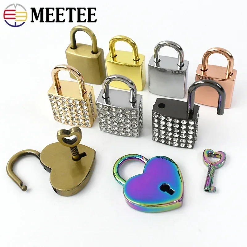 1/2/3Pcs Meetee Bag Padlock Clasp Woman Handbag Key Lock Hang Padlocks Buckle Twist Turn Mortise Latch Clasps Hardware Accessory