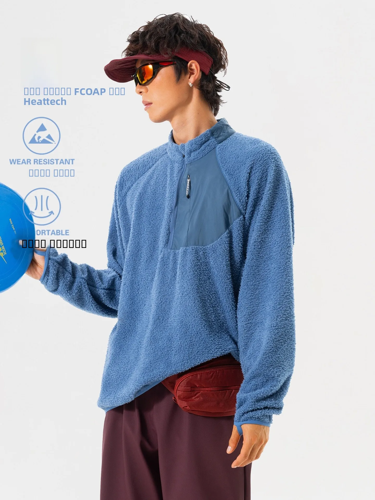 

Утепленная флисовая толстовка на молнии с капюшоном, с цветными вставками, на длинном рукаве, стандартного кроя, зимняя термо-куртка