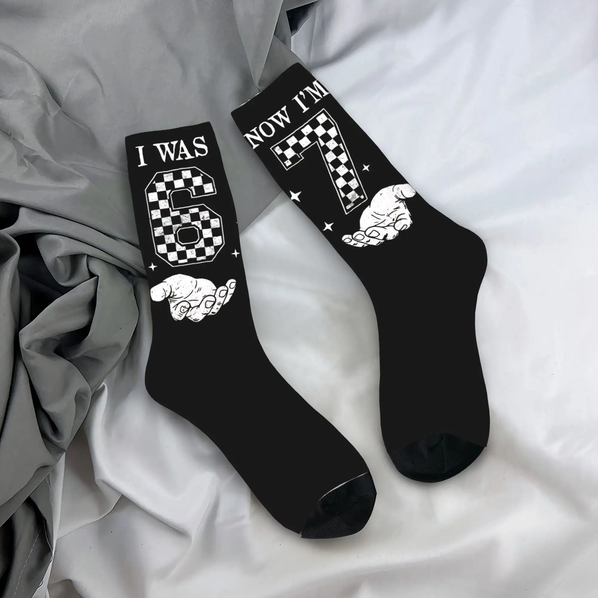 

Men Women I was 6 Now I'm 7 Year Old Birthday 67 Meme Six Seven Socks Breathable Home Dress Socks Amazing Gift