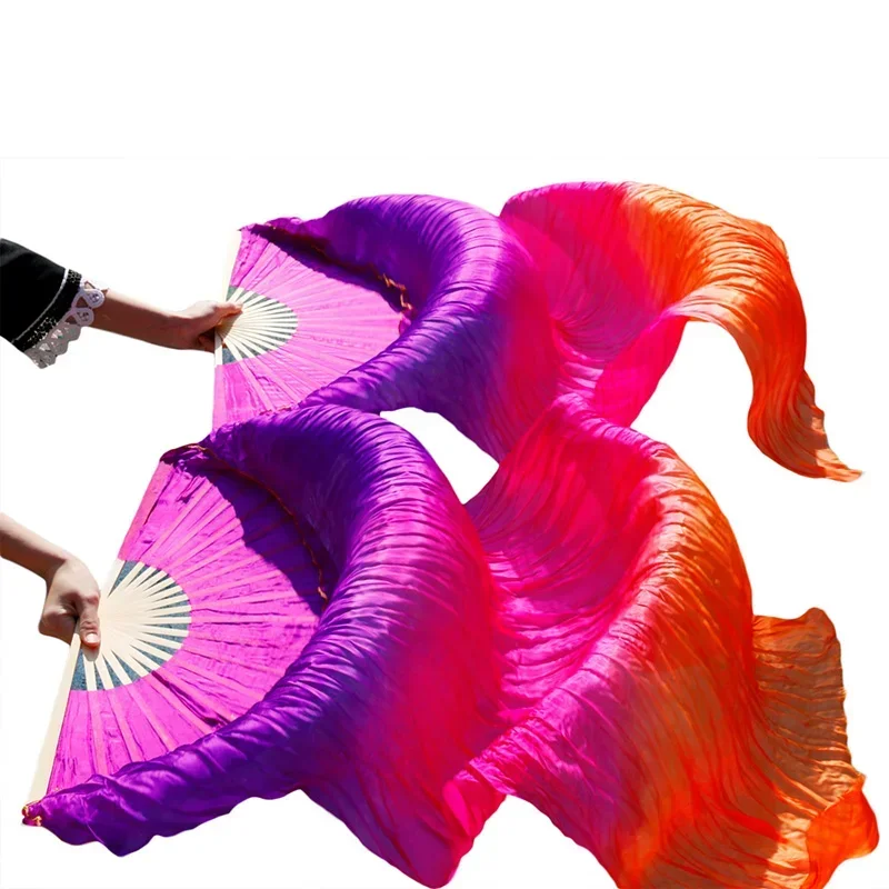 

Веера для танца живота из 100% шелка, градиентные цвета, аксессуары для танцев, шелковые веера для выступлений на сцене