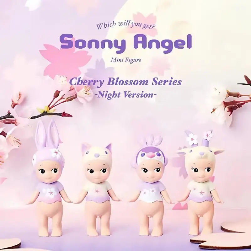 Nueva llegada Original Sonny Angel Night Cherry Blossom serie Cherry Blossom Ediciones limitadas caja ciega lindo juguete regalos de cumpleaños