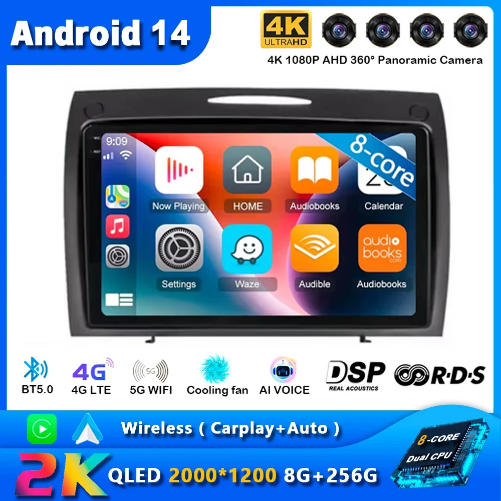 Android 14 Car Radio For Mercedes Benz SLK Class R171 SLK200 SLK280 SLK300 2000 - 2011 Carplay Navigation GPS Multimedia Player