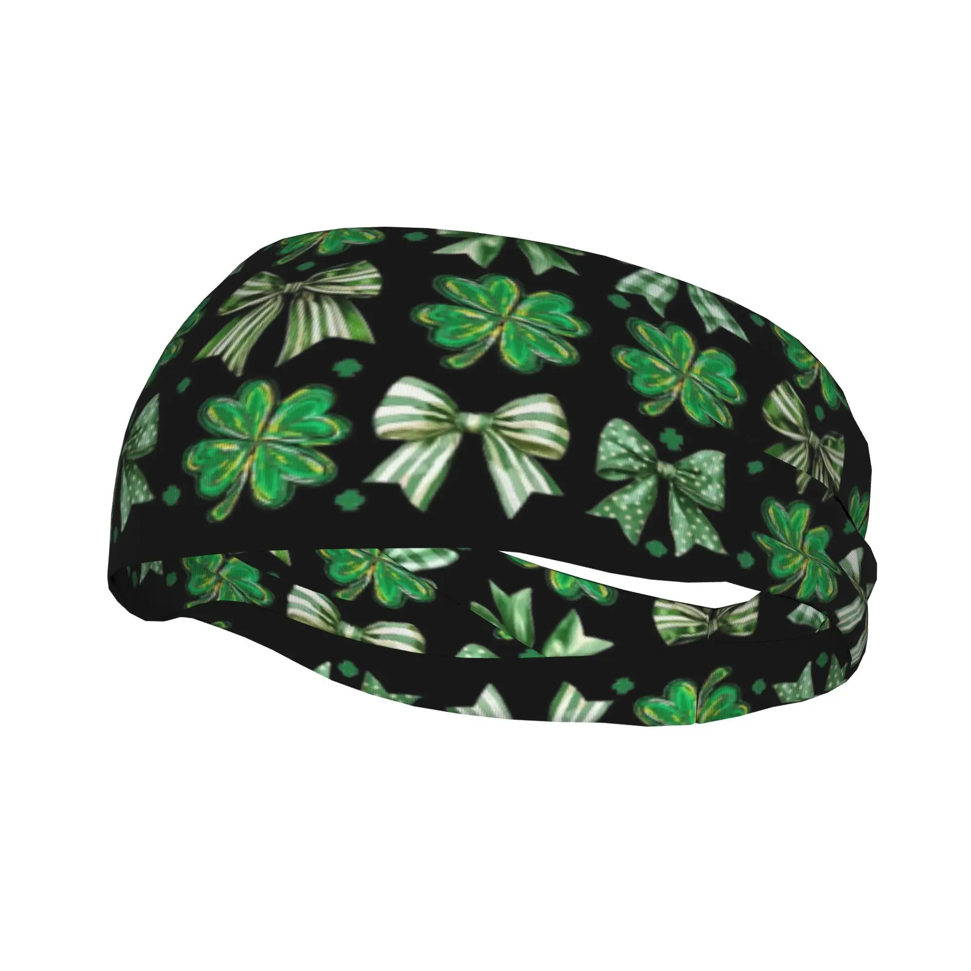 

St. Patrick's Day Shamrock Print Headband Sweat Absorbent Sports Hairband for Running Yoga Fitness Elastic Non-slip Festive