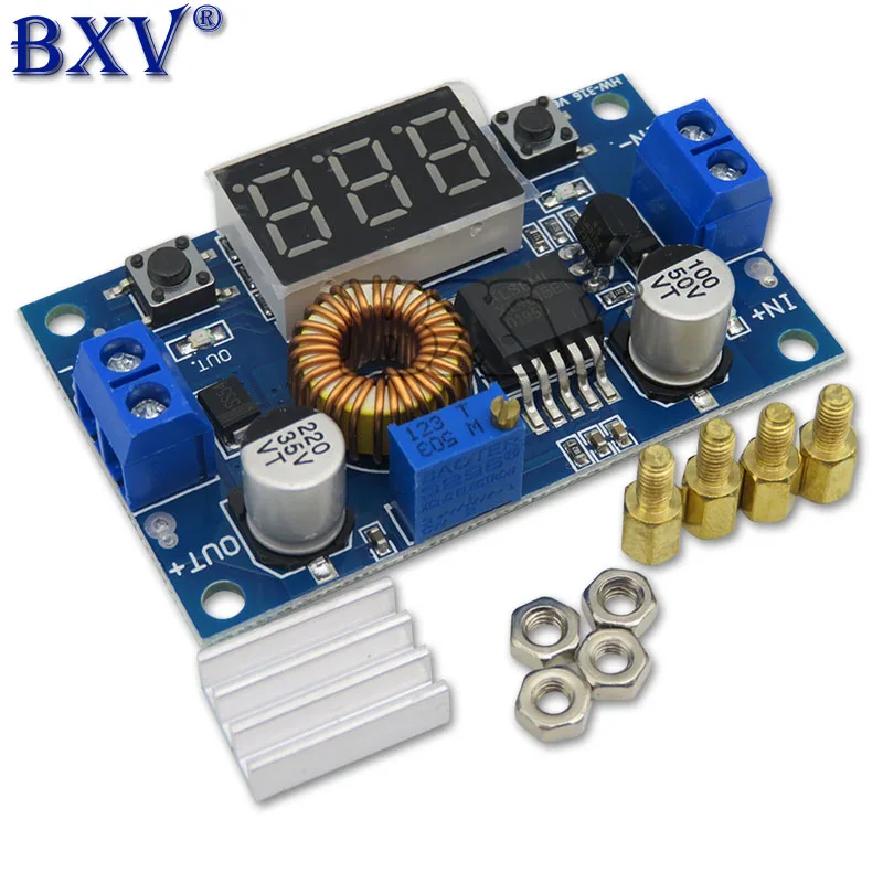 High Power 5A 75W XL4015 DC-DC Adjustable Step-down Charger Module Step Down Buck Converter LED Driver With Red Voltmeter