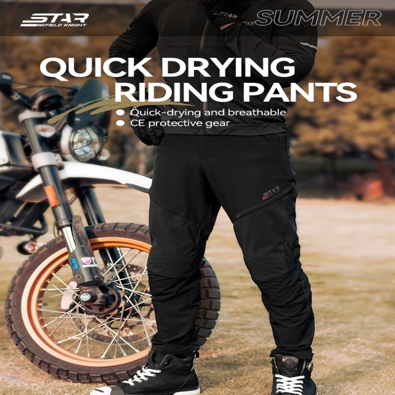 

Star Field Knight Men's Motorcyle Quick Drying Riding Pants Summer Breathable Jogger Trousers With Protective Gears Accessories