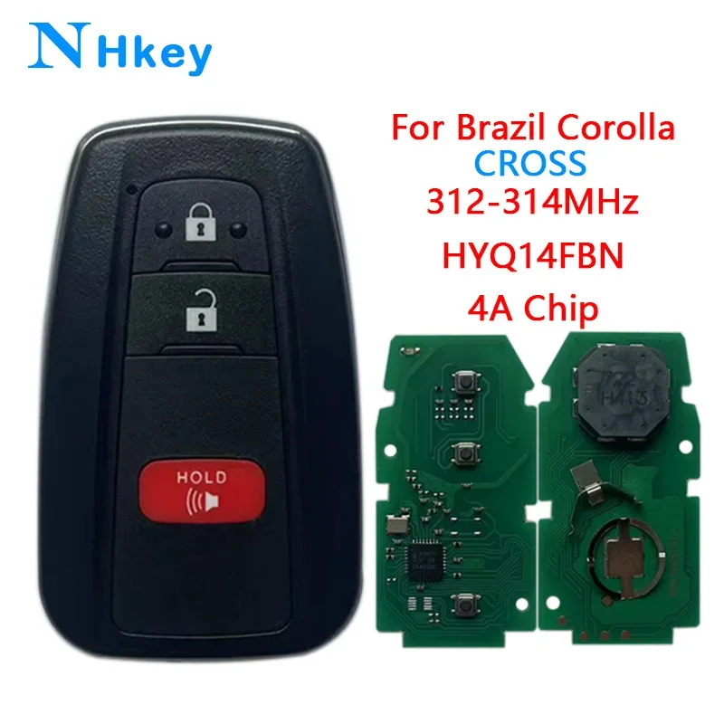 

Ключ NH для Toyota Corolla Cross ln Brazil HYQ14FBN, ключ дистанционного управления, чип 4A, 312/314 МГц, 2 + 1 кнопки