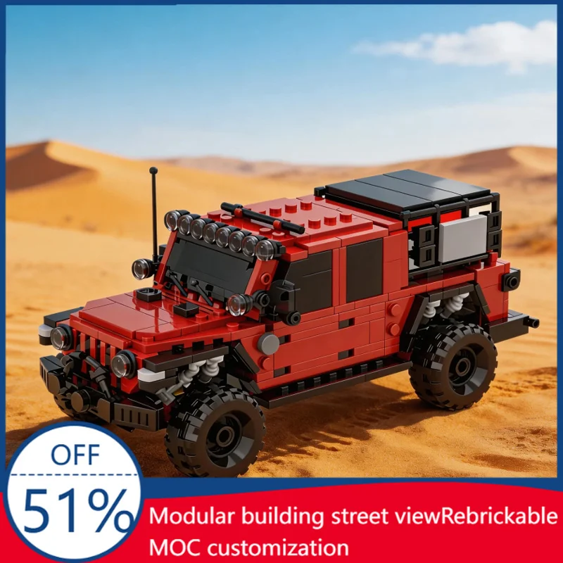 

563 PCS Racing Series Wrangler Gladiator Red Off-Road SUV MOC Building Block Model DIY Assembly Toys For Children Festival Gifts