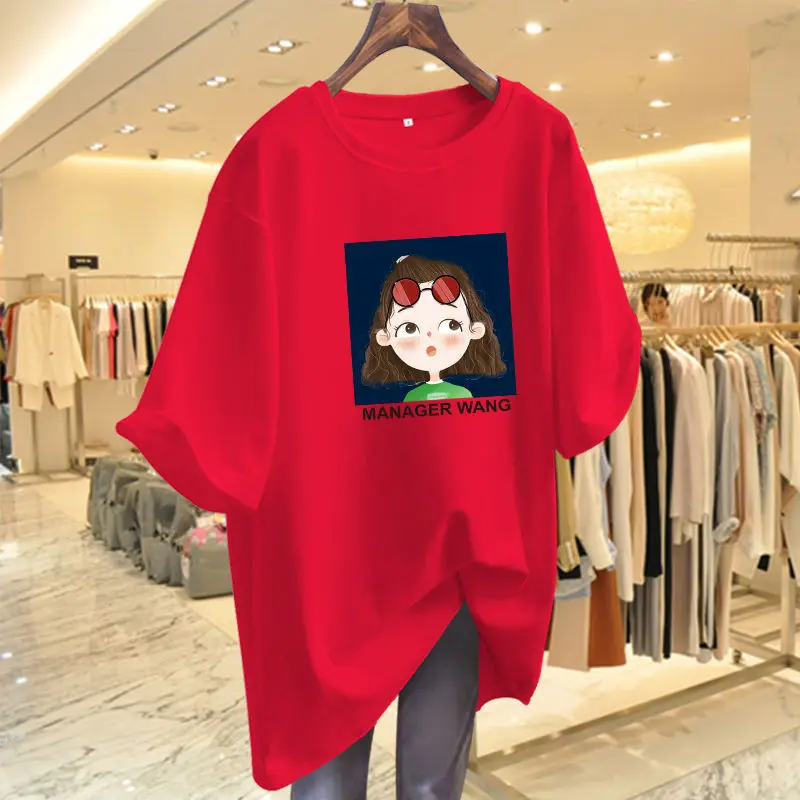 

Summer Fashion Harajuku Chic Printed Casual O-neck Top Women Vintage Sweet Loose Pure Cotton Little Girl T-shirt