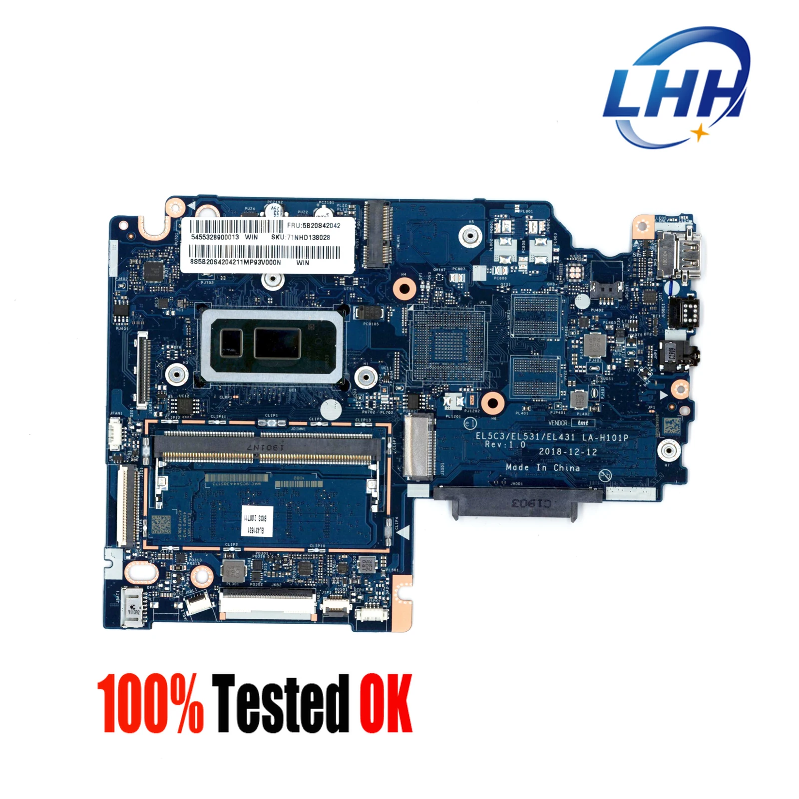 

EL5C3 EL531 EL431 LA-H101P mainboard For Lenovo S340-15IWL Motherboard With i3-8145U I5-8265U i7-8565U 4GB RAM FRU 5B20S42042