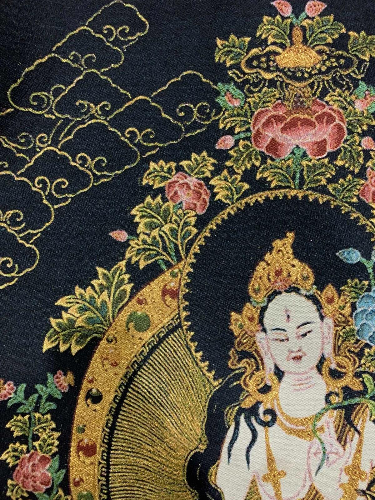 36" Tibetan Cloth Silk Buddhism White Tara Guanyin Thangka Mural Nice Art Work